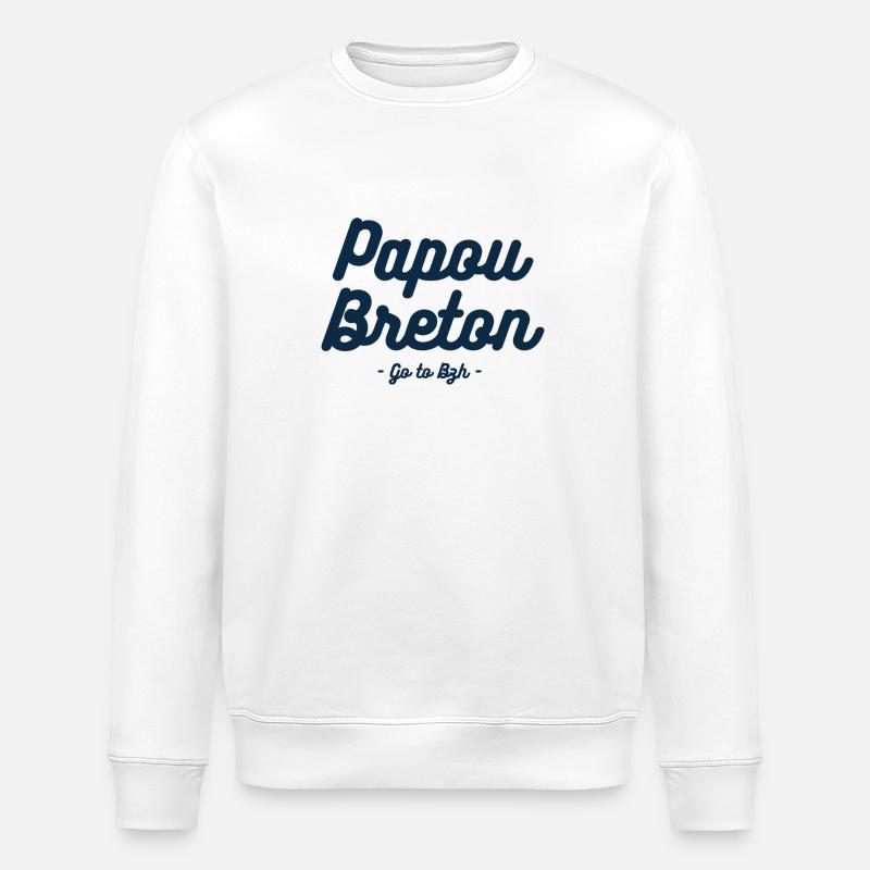 papou breton bleu - Sweat bio ROLLER Stanley/Stella Unisexe - blanc