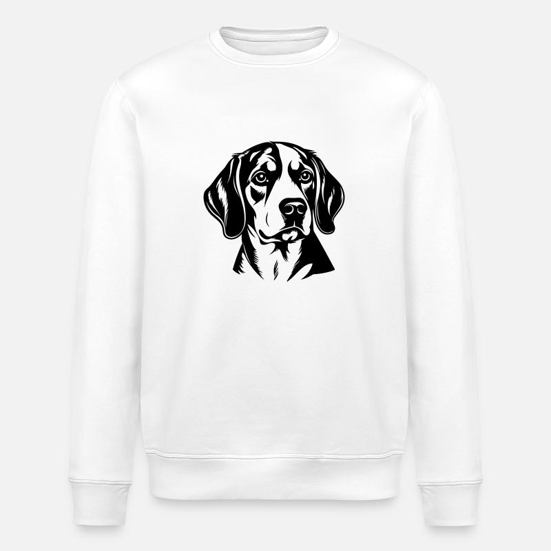 Beagle Dog Head - Stanley/Stella ROLLER Unisex Organic Sweatshirt - white