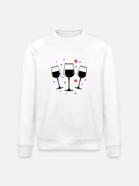 Weinglas Rotwein Symbol - Stanley/Stella Unisex Bio-Sweatshirt ROLLER - Weiß