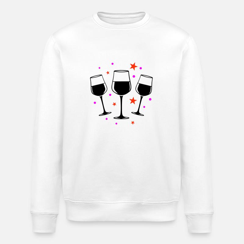 Weinglas Rotwein Symbol - Stanley/Stella Unisex Bio-Sweatshirt ROLLER - Weiß