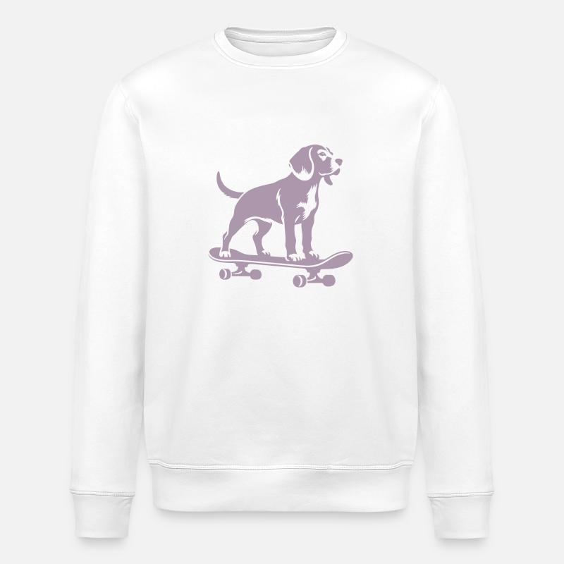 Chien Beagle Skateboard Skateboarder Silhouette - Sweat bio ROLLER Stanley/Stella Unisexe - blanc