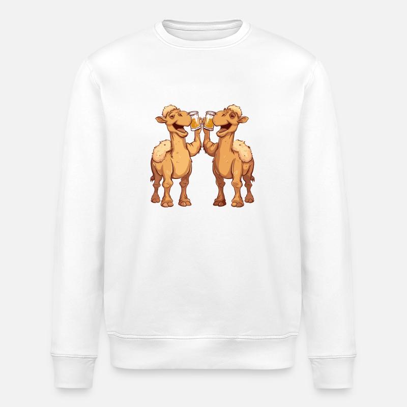 Camel Comic Beer Funny Booze - Stanley/Stella ROLLER Unisex Organic Sweatshirt - white