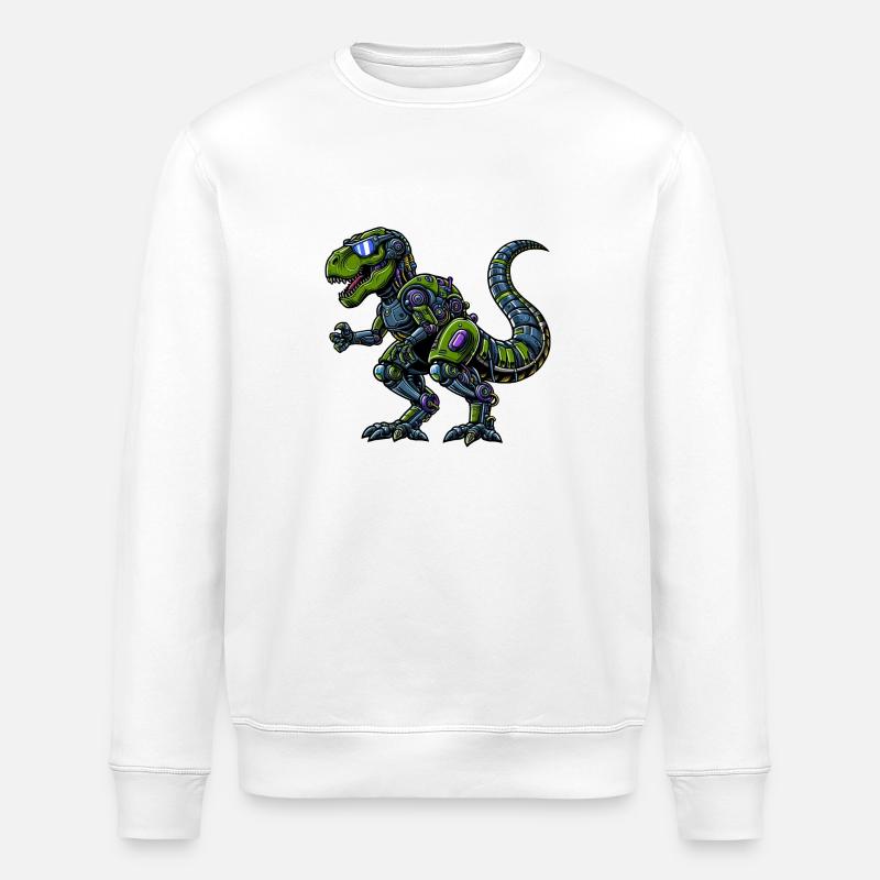 T-Rex Cyborg, Futuristischer Dinosaurier - Stanley/Stella Unisex Bio-Sweatshirt ROLLER - Weiß