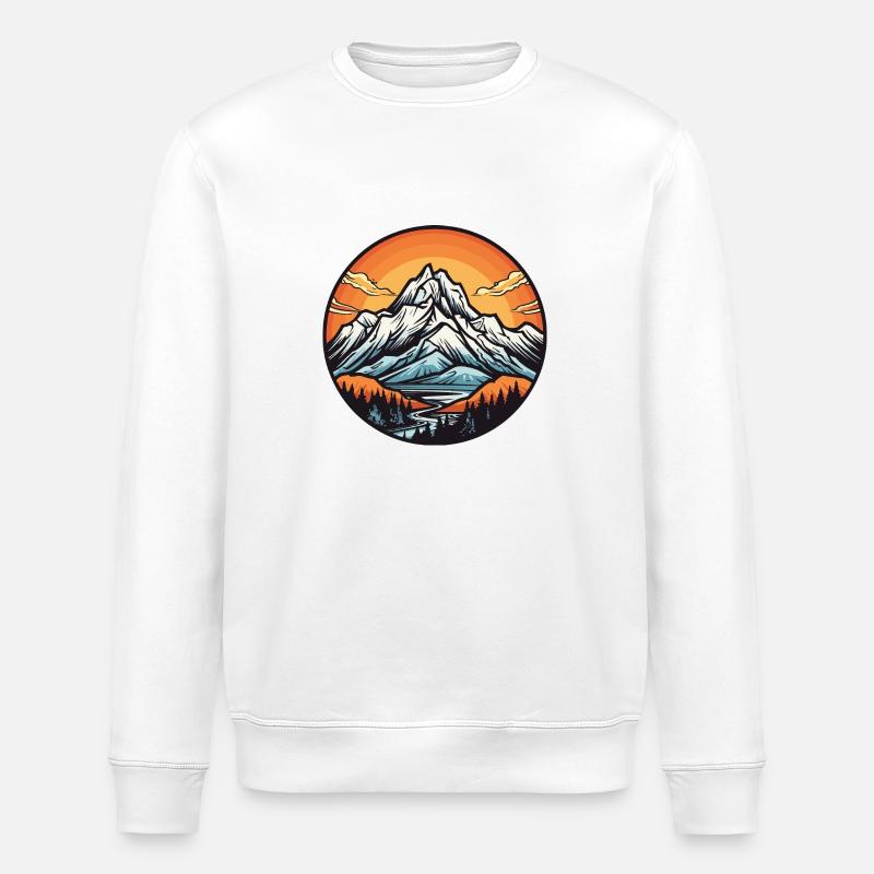 Mountains, Landscape, Circle - Stanley/Stella ROLLER Unisex Organic Sweatshirt - white