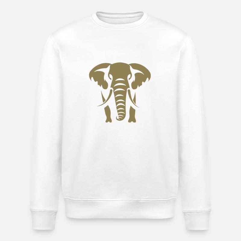 Elephant Silhouette - Stanley/Stella ROLLER Unisex Organic Sweatshirt - white