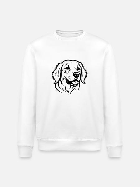 Golden Retriever Dog Head - Stanley/Stella ROLLER Unisex Organic Sweatshirt - white