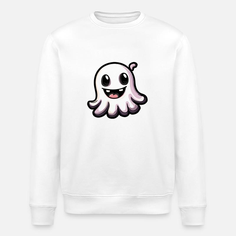 Ghost Halloween Cute Comic - Stanley/Stella ROLLER Unisex Organic Sweatshirt - white