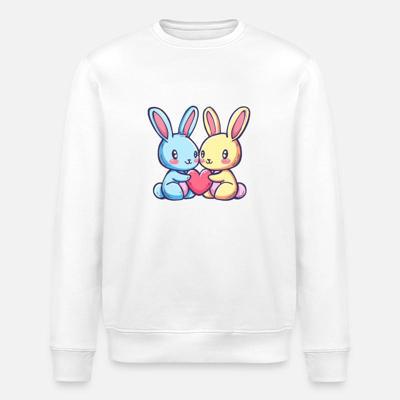 Bunny Comic Couple Love - Stanley/Stella ROLLER Unisex Organic Sweatshirt - white
