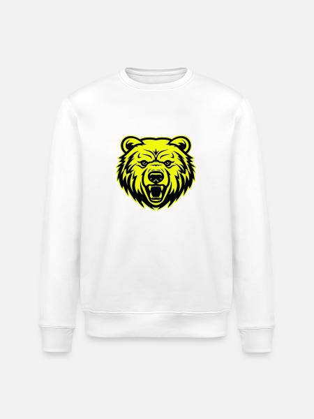Bear Head Portrait Icon - Stanley/Stella ROLLER Unisex Organic Sweatshirt - white