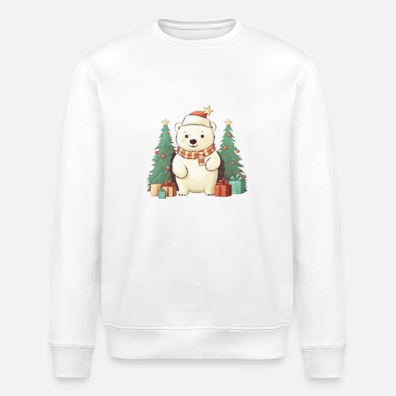 Mignon ours polaire de Noël - Sweat bio ROLLER Stanley/Stella Unisexe - blanc