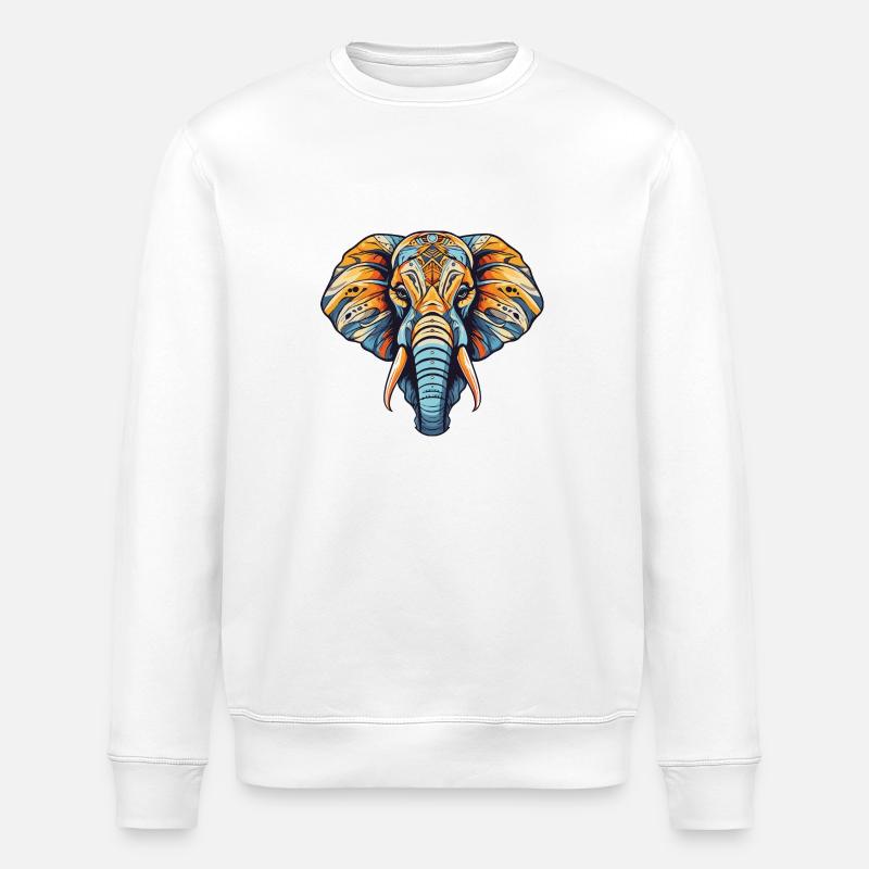 Elephant Head - Stanley/Stella ROLLER Unisex Organic Sweatshirt - white