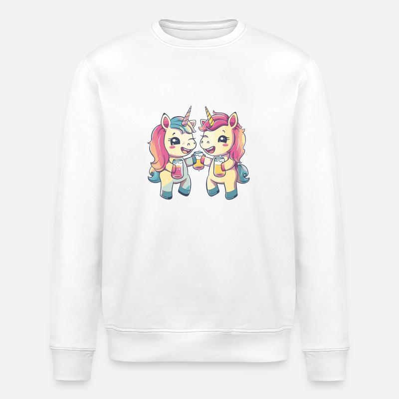 Einhorn Bier Lustig Saufen - Stanley/Stella Unisex Bio-Sweatshirt ROLLER - Weiß