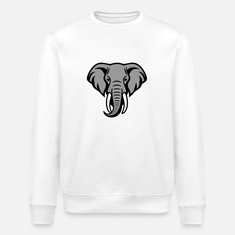 Elephant Head - Stanley/Stella ROLLER Unisex Organic Sweatshirt - white