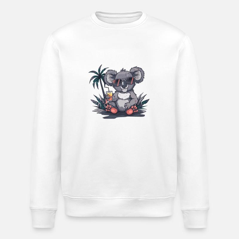 Koala Summer Beach Vacation - Stanley/Stella ROLLER Unisex Organic Sweatshirt - white