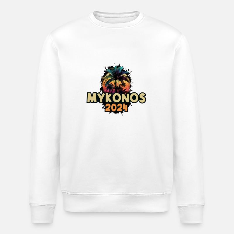 Mykonos 2024 Urlaub Spruch - Stanley/Stella Unisex Bio-Sweatshirt ROLLER - Weiß