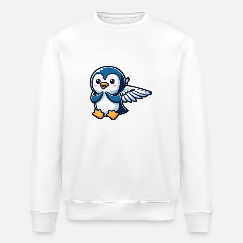 Celestial Penguin Wings - Stanley/Stella ROLLER Unisex Organic Sweatshirt - white