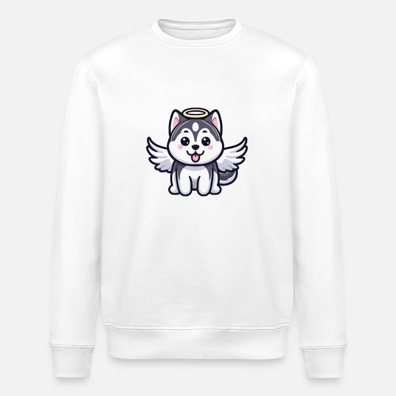 Dobermann Engel Welpe Design - Stanley/Stella Unisex Bio-Sweatshirt ROLLER - Weiß