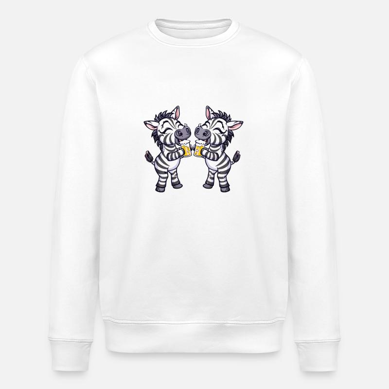 Zebra Comic Beer Funny Booze - Stanley/Stella ROLLER Unisex Organic Sweatshirt - white