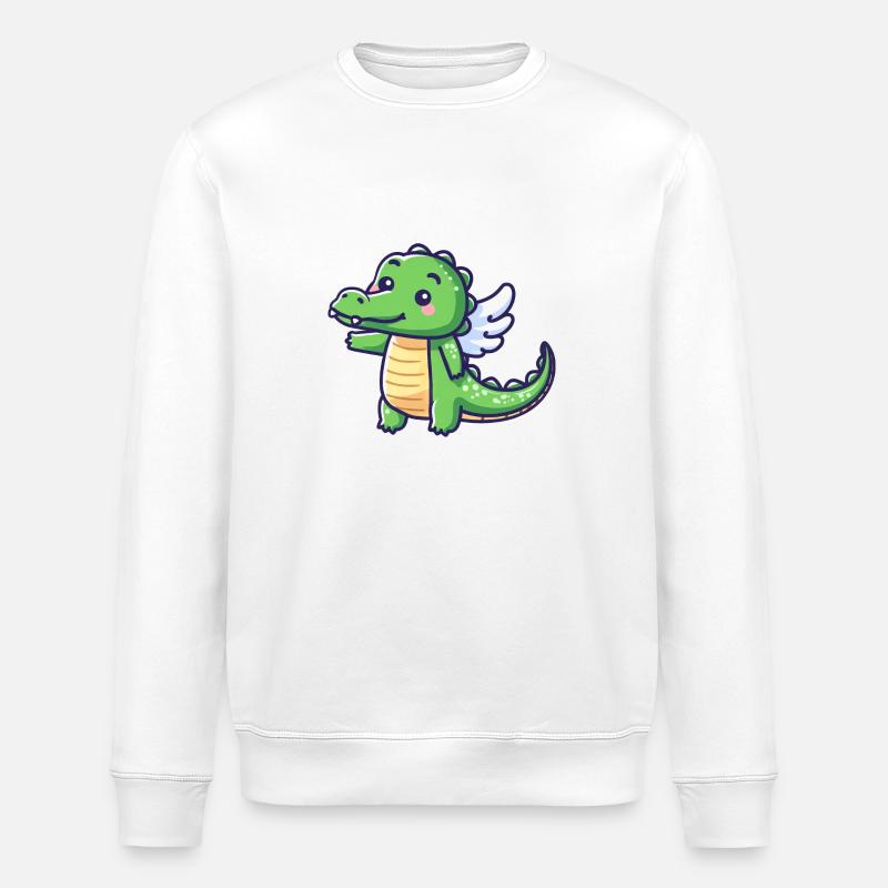 Ailes d’ange crocodile mignon - Sweat bio ROLLER Stanley/Stella Unisexe - blanc