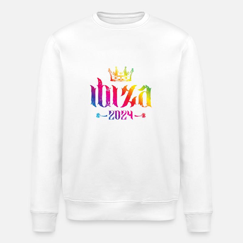 Ibiza 2024 Crown Multicoloured - Stanley/Stella ROLLER Unisex Organic Sweatshirt - white