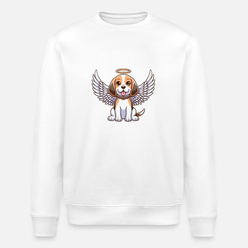 Ailes célestes de l’ange Beagle - Sweat bio ROLLER Stanley/Stella Unisexe - blanc