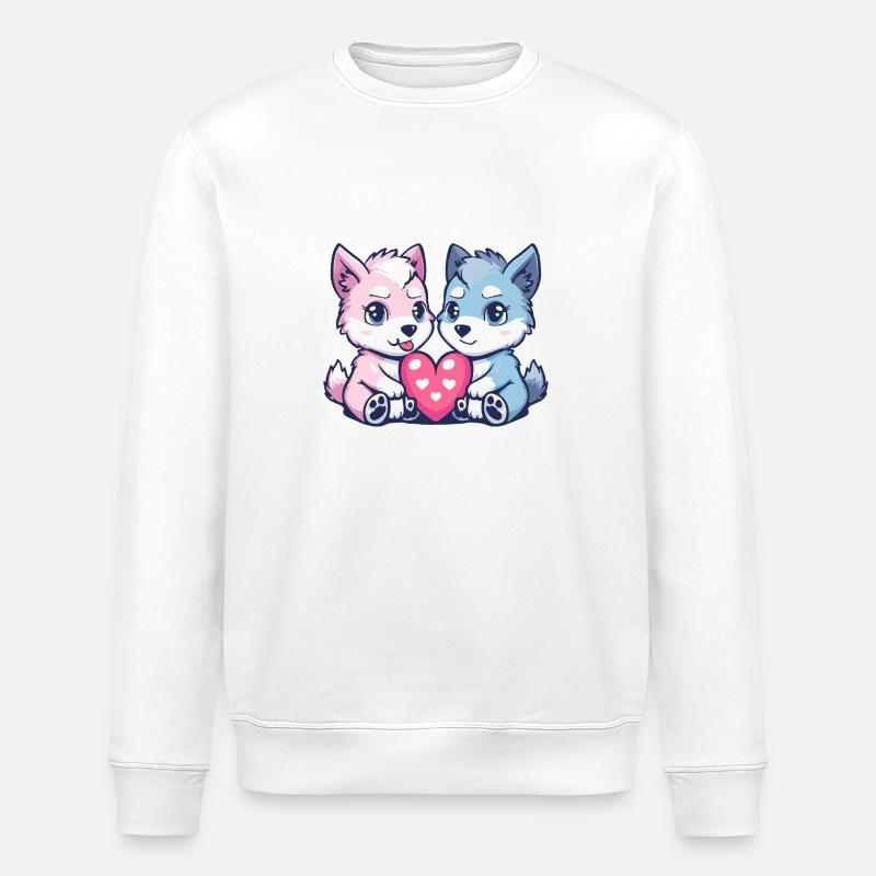 Loup Bande Dessinée Couple Amour - Sweat bio ROLLER Stanley/Stella Unisexe - blanc