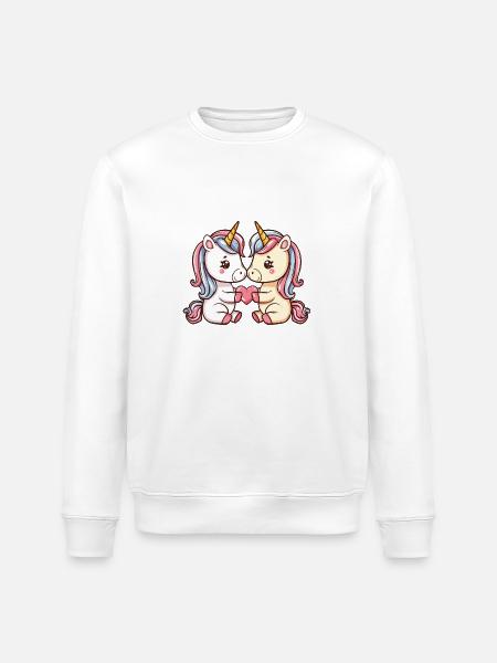 Einhorn Paar Verliebt Tier Valentinstag - Stanley/Stella Unisex Bio-Sweatshirt ROLLER - Weiß