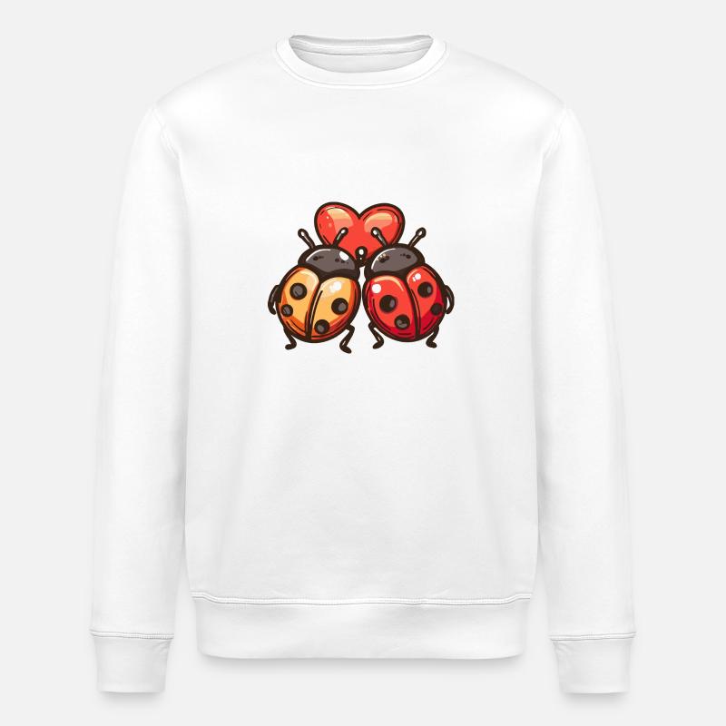 Ladybug Love Couple Cute Happiness - Stanley/Stella ROLLER Unisex Organic Sweatshirt - white