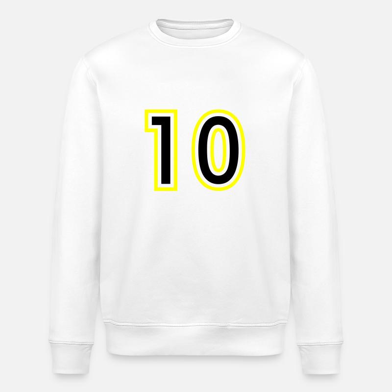 10 Zahl College - Stanley/Stella Unisex Bio-Sweatshirt ROLLER - Weiß