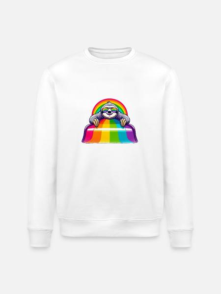 LGBTQ Pride Sloth Rainbow Playground - Stanley/Stella ROLLER Unisex Organic Sweatshirt - white