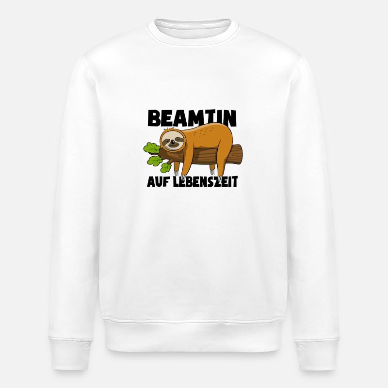 Faultier Beamtin auf Lebenszeit - Spruch - Stanley/Stella Unisex Bio-Sweatshirt ROLLER - Weiß