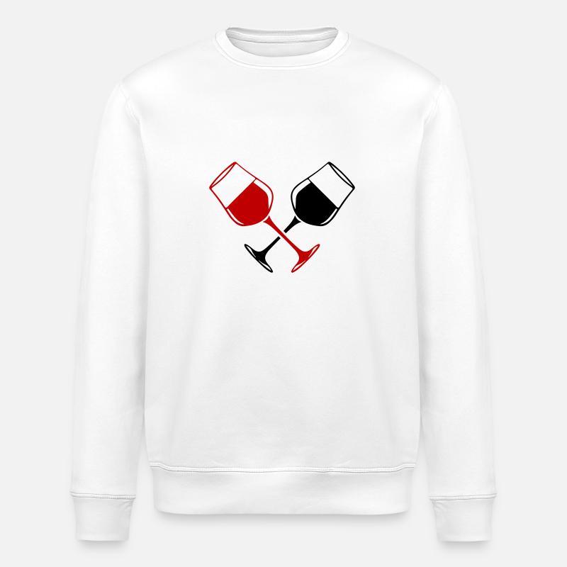 Weinglas Rotwein Symbol - Stanley/Stella Unisex Bio-Sweatshirt ROLLER - Weiß
