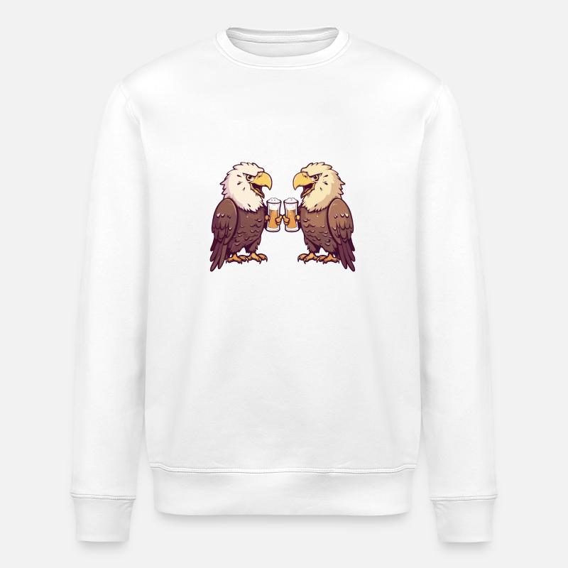 Eagle Comic Beer Funny Booze - Stanley/Stella ROLLER Unisex Organic Sweatshirt - white
