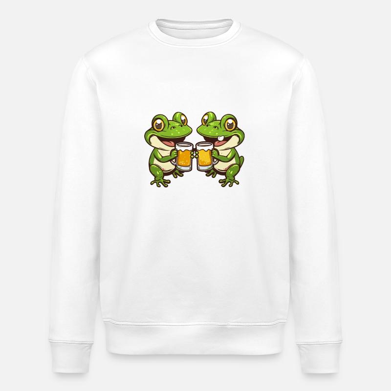 Frog Beer Funny Booze - Stanley/Stella ROLLER Unisex Organic Sweatshirt - white