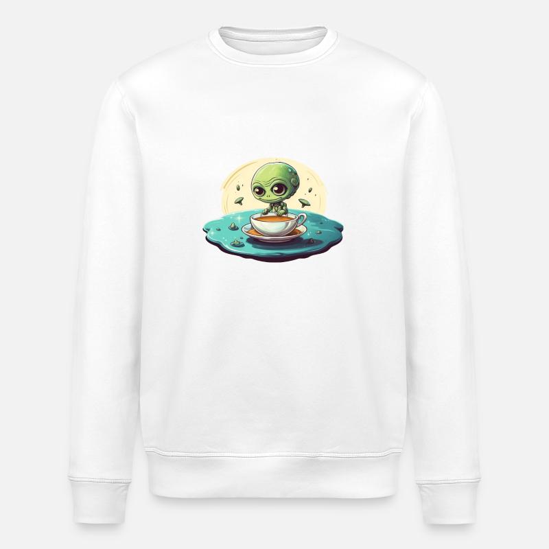 grünes alien kaffee kaffeetrinker - Stanley/Stella Unisex Bio-Sweatshirt ROLLER - Weiß
