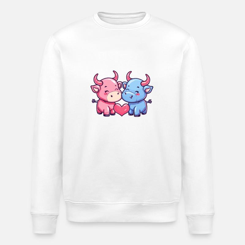 Stier Comic Paar Liebe - Stanley/Stella Unisex Bio-Sweatshirt ROLLER - Weiß