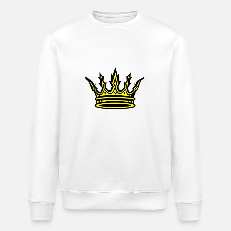 Crown King Symbol - Stanley/Stella ROLLER Unisex Organic Sweatshirt - white