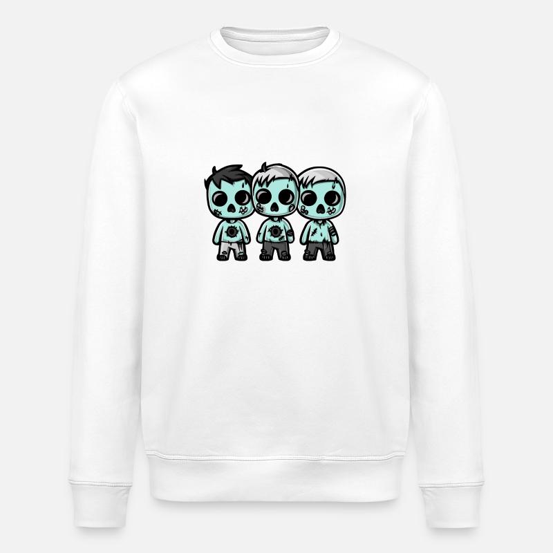 Zombies Halloween Cute Comic - Stanley/Stella ROLLER Unisex Organic Sweatshirt - white