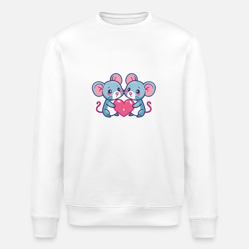 Maus Comic Paar Liebe - Stanley/Stella Unisex Bio-Sweatshirt ROLLER - Weiß