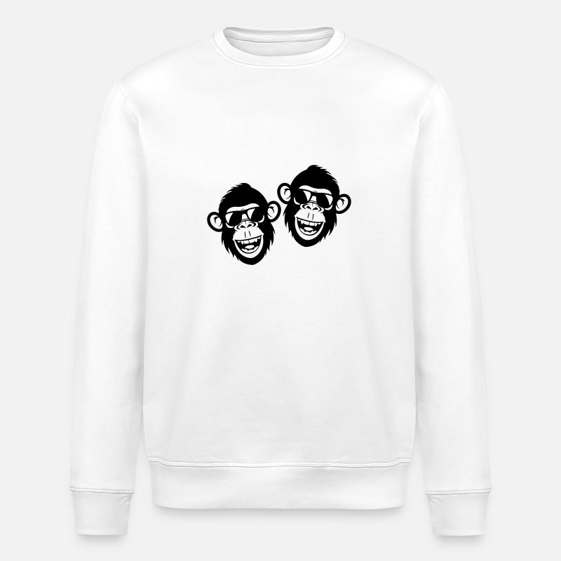 Monkey Funny Cool - Stanley/Stella ROLLER Unisex Organic Sweatshirt - white