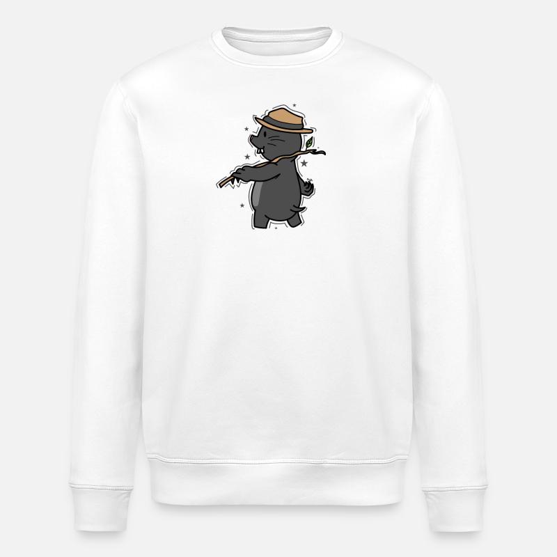 Maulwurf Tier Erdhügel - Stanley/Stella Unisex Bio-Sweatshirt ROLLER - Weiß