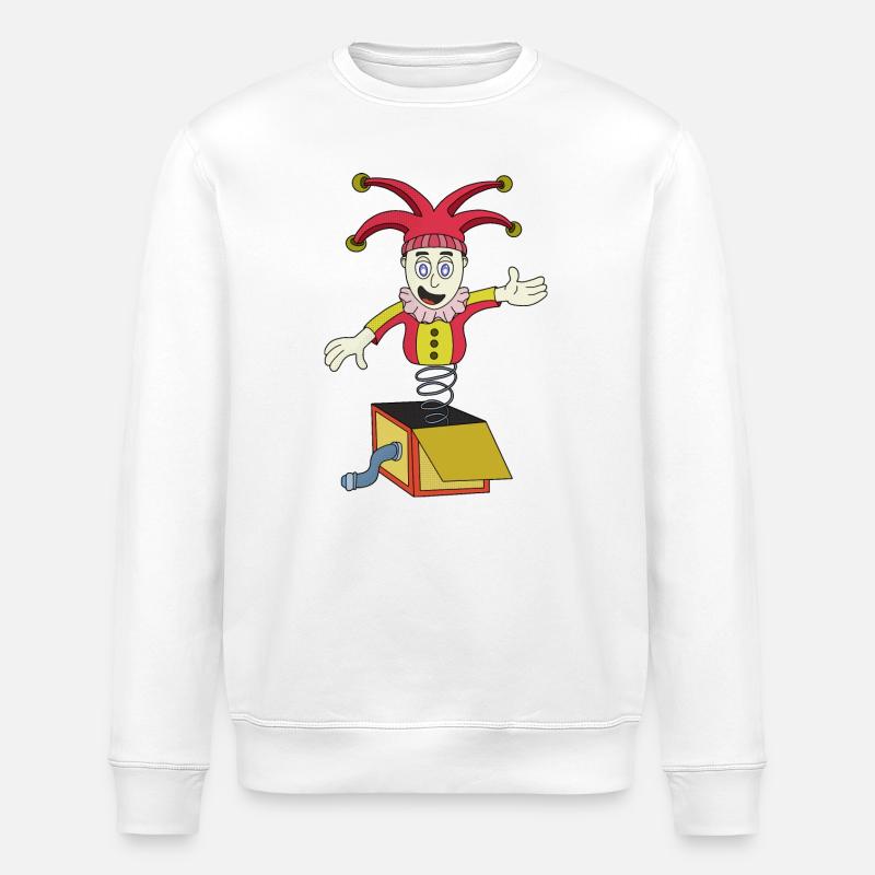 Überraschungsbox mit einem Clown - Stanley/Stella Unisex Bio-Sweatshirt ROLLER - Weiß