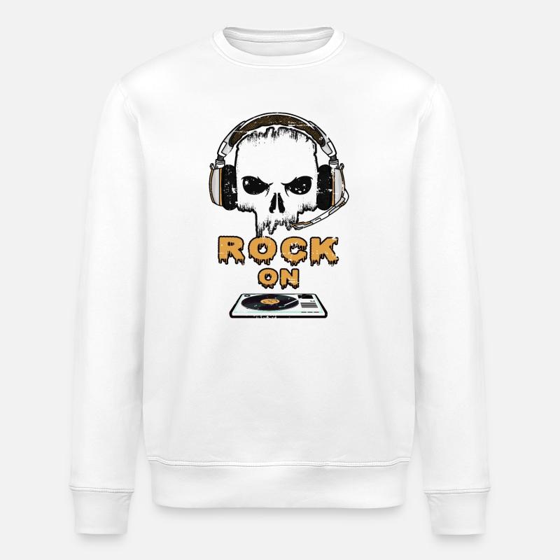 Rock Music On - Stanley/Stella ROLLER Unisex Organic Sweatshirt - white