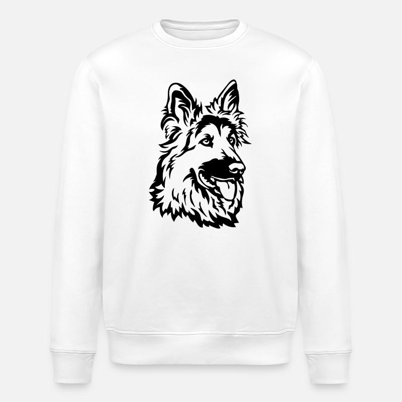 Deutscher Schäferhund Kopf - Stanley/Stella Unisex Bio-Sweatshirt ROLLER - Weiß