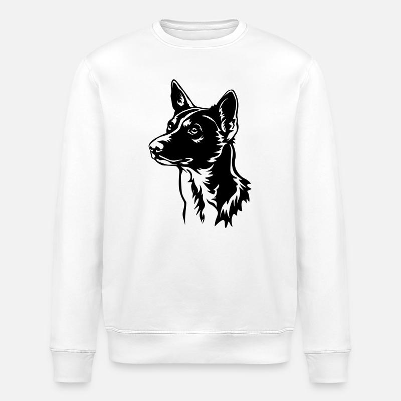 Basenji Head - Stanley/Stella ROLLER Unisex Organic Sweatshirt - white