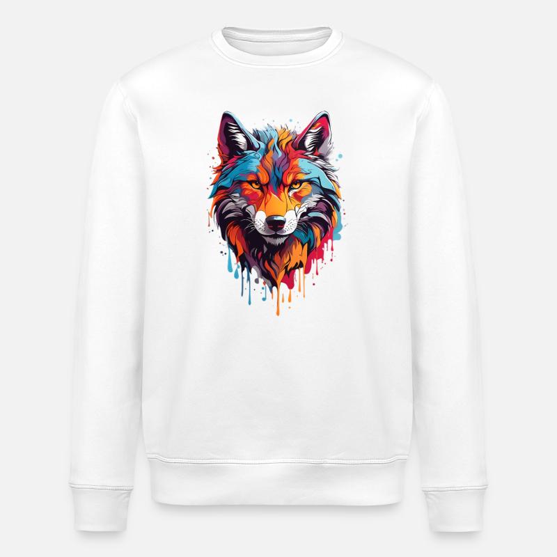 Coole Wolf - Stanley/Stella Unisex Bio-Sweatshirt ROLLER - Weiß