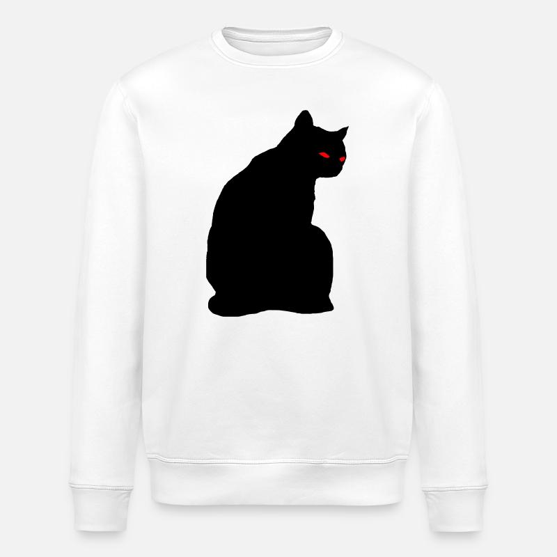 Schwarze Katze - Stanley/Stella Unisex Bio-Sweatshirt ROLLER - Weiß