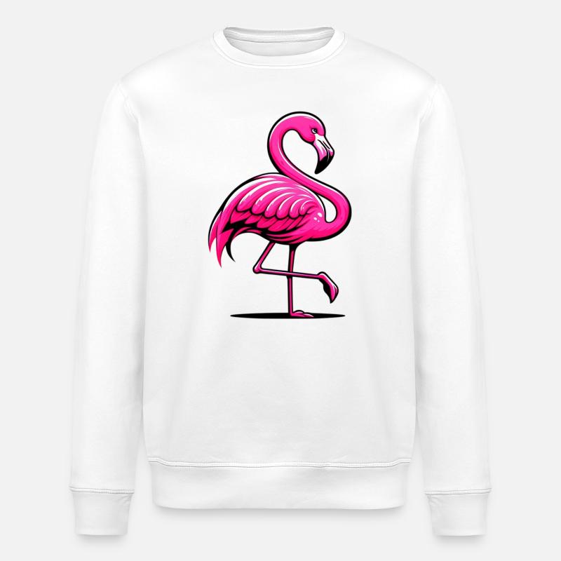 Flamingo - Stanley/Stella ROLLER Unisex Organic Sweatshirt - white
