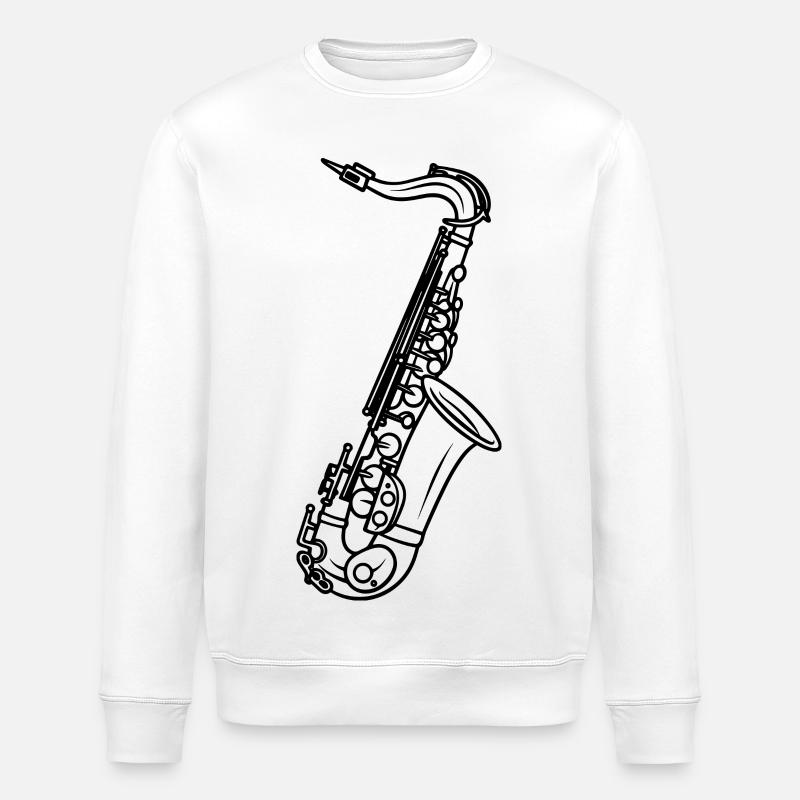 Dessin de saxophone - Sweat bio ROLLER Stanley/Stella Unisexe - blanc