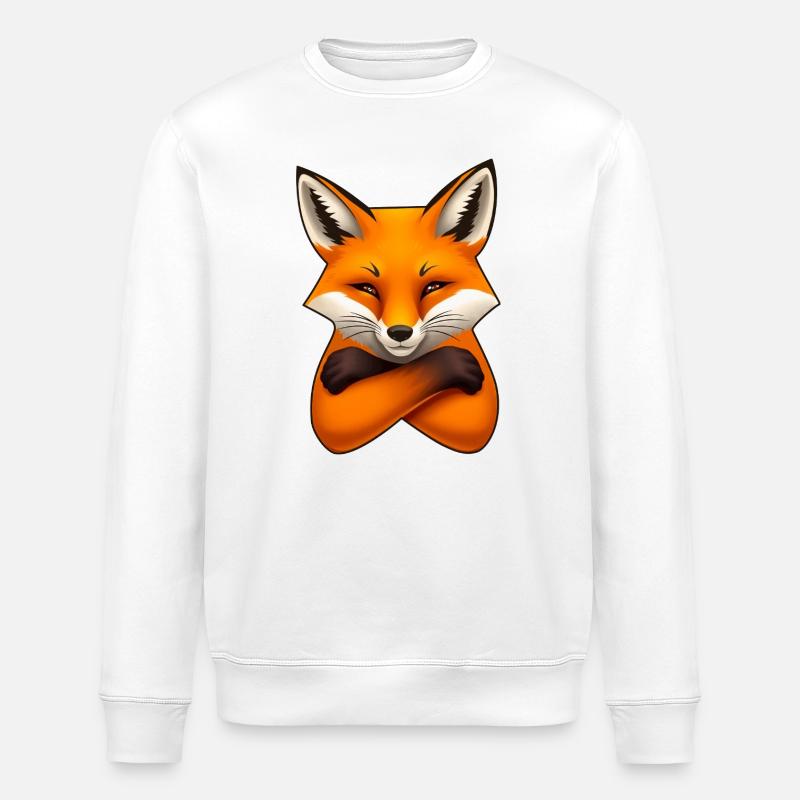 Fuchs Illustration – Minimalistisches Design - Stanley/Stella Unisex Bio-Sweatshirt ROLLER - Weiß